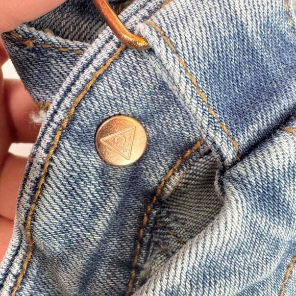 Guess Shorts Romper Women Medium y2k Mid Wash Blue Denim Button Front Sleeveless - Picture 15 of 16